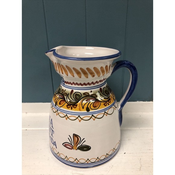 De La Cal Puente Espana Art Pottery Pitcher- Columbia Restaurant Sangria - Picture 3 of 9